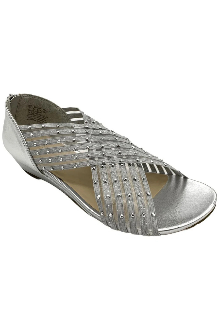 Kenneth Cole Reaction Women's Gigi Jeweled Stretch Sandal Silver - Wide